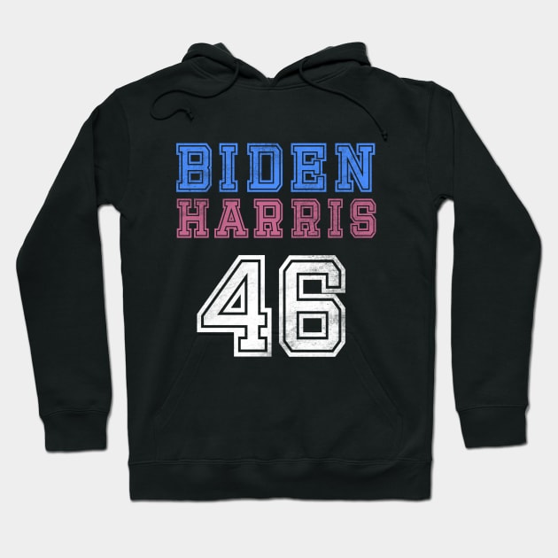 (Back) Biden Harris 46 Retro Vintage Distressed Football Sports Jersey Style Joe And Kamala 2020 Hoodie by acatalepsys 